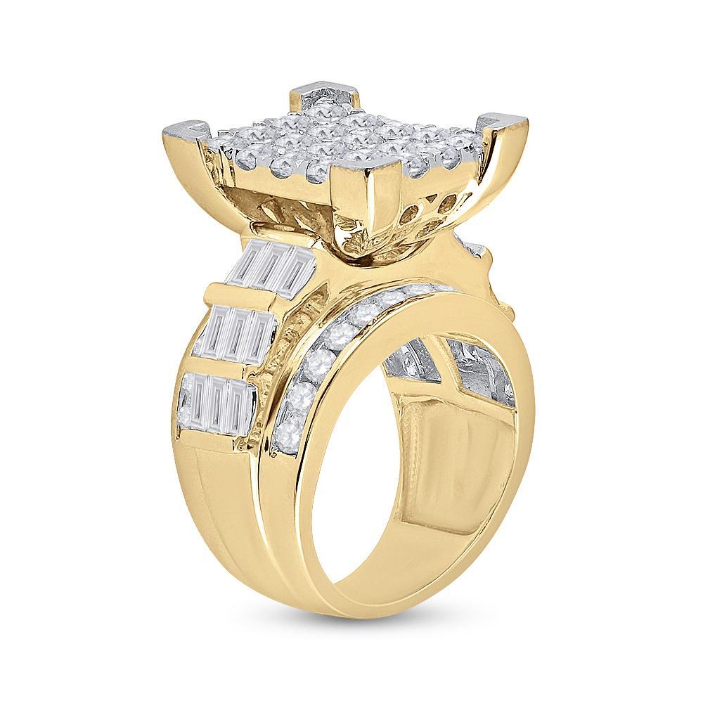 14kt Yellow Gold Round Diamond Cluster Bridal Wedding Engagement Ring 4 Cttw