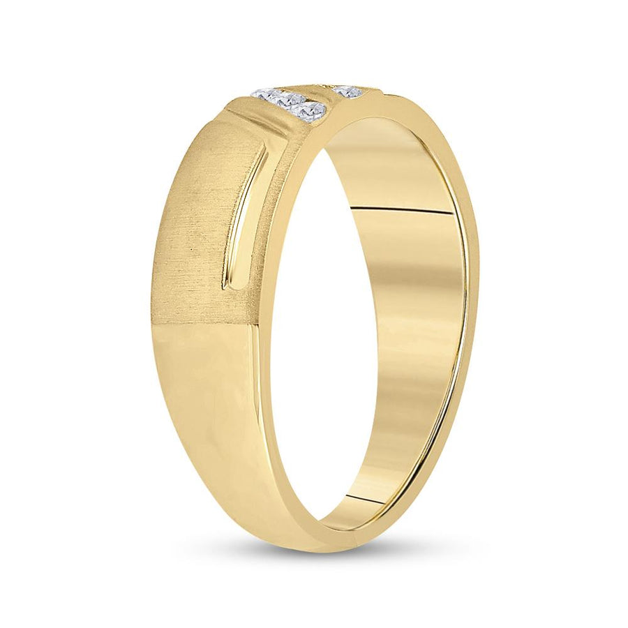 14kt Yellow Gold Mens Round Diamond Wedding Band Ring 1/6 Cttw