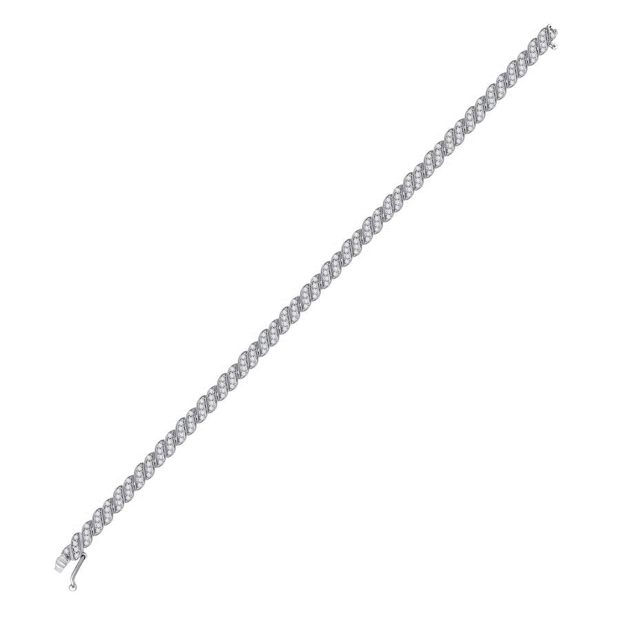 10kt White Gold Womens Round Diamond Tennis Bracelet 1-1/4 Cttw