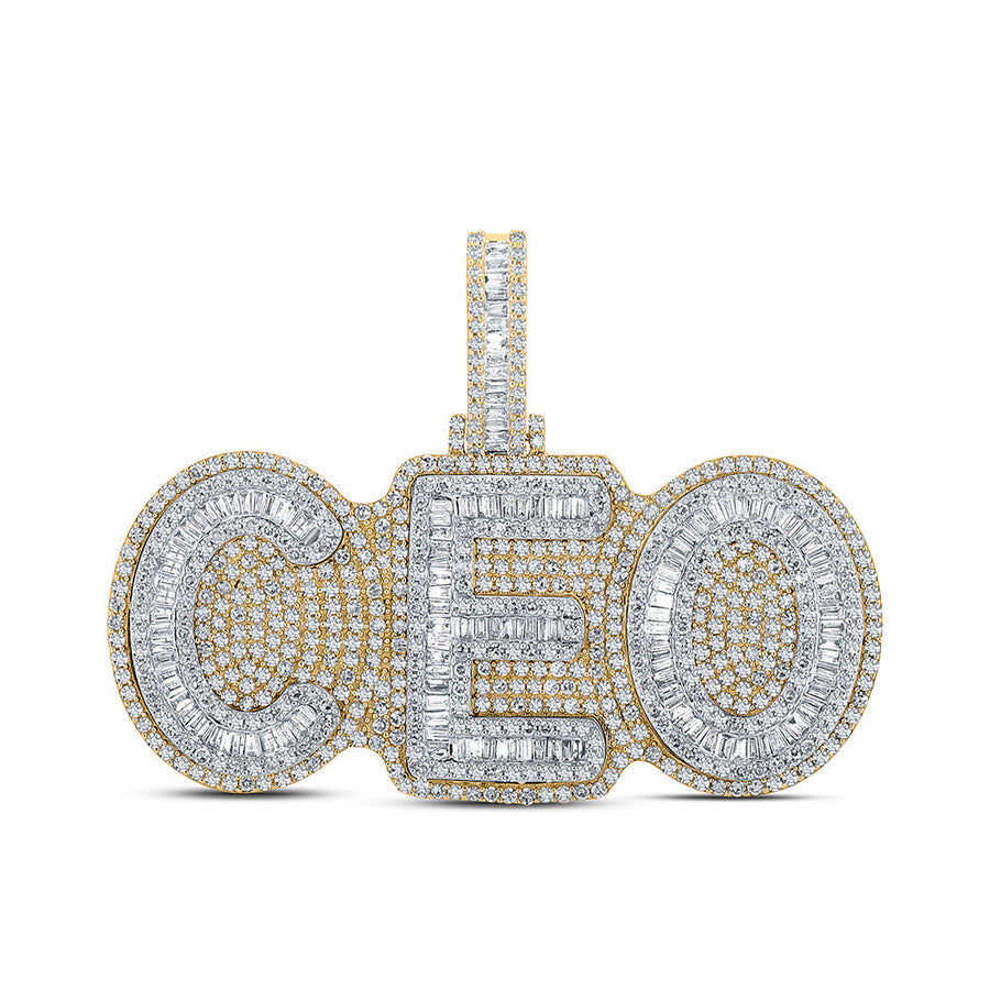 14kt Two-tone Gold Mens Baguette Diamond CEO Charm Pendant 5 Cttw