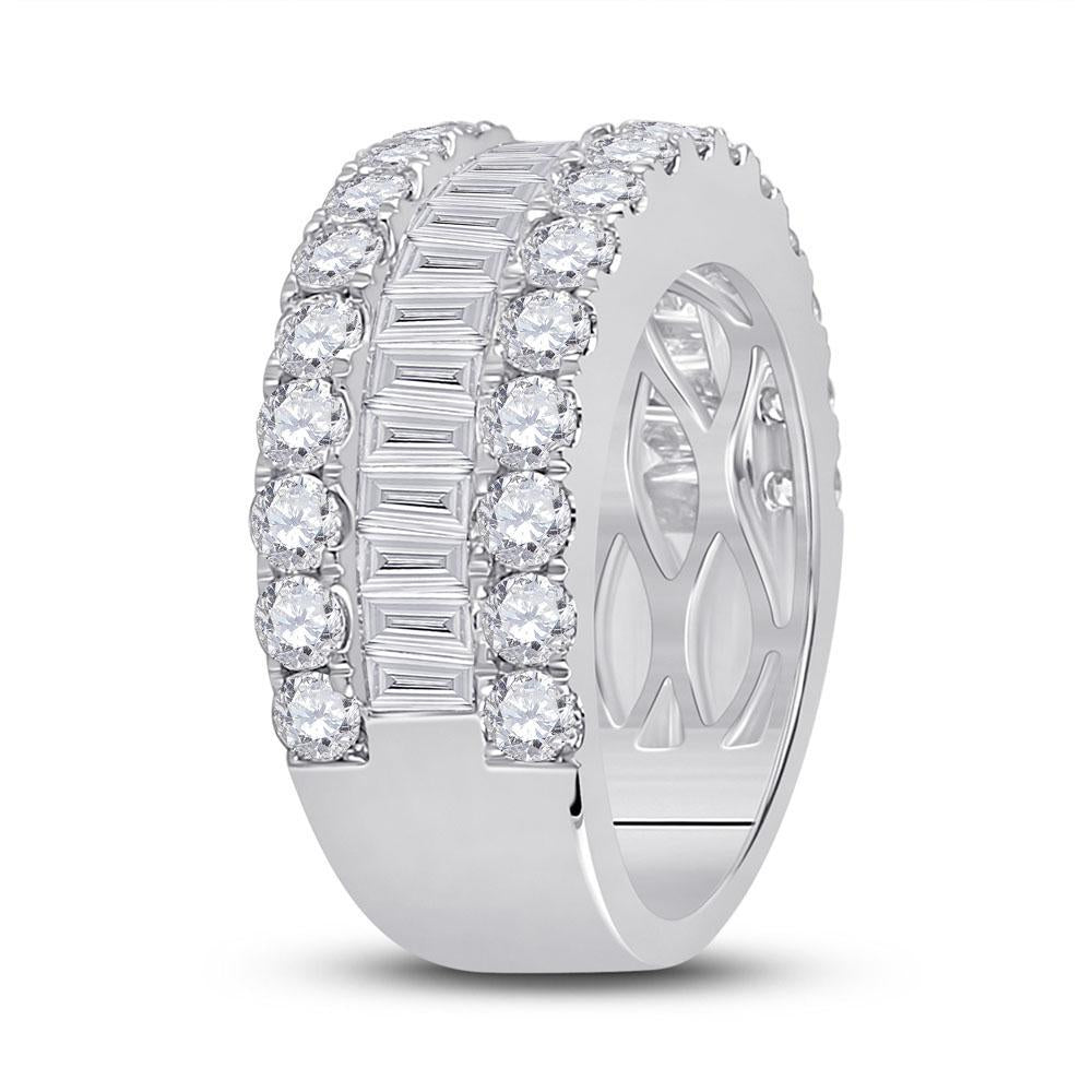 14kt White Gold Womens Baguette Diamond Anniversary Ring 3 Cttw