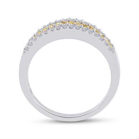 14kt White Gold Womens Round Yellow Diamond Band Ring 1/2 Cttw