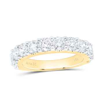 14kt Yellow Gold Womens Round Diamond Band Ring 2 Cttw