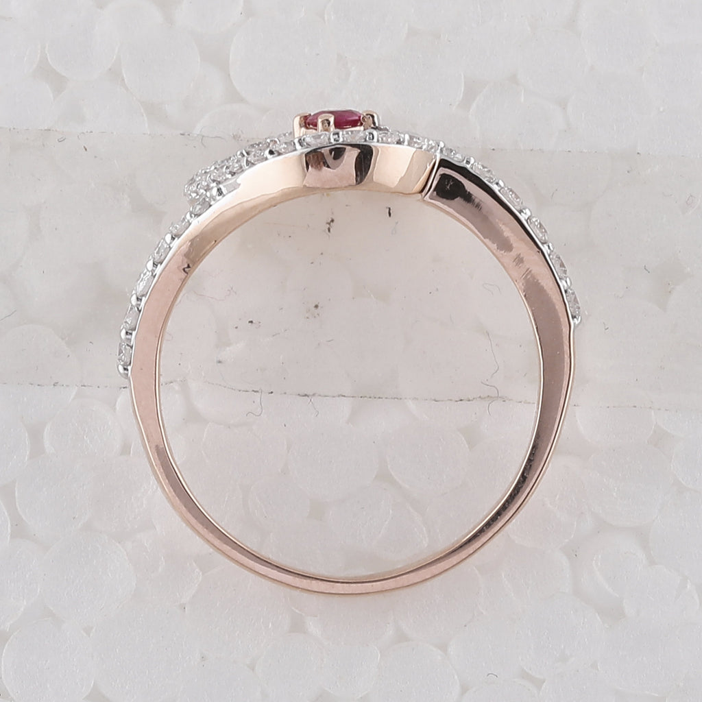 10kt Rose Gold Womens Round Ruby Diamond Heart Ring 3/8 Cttw
