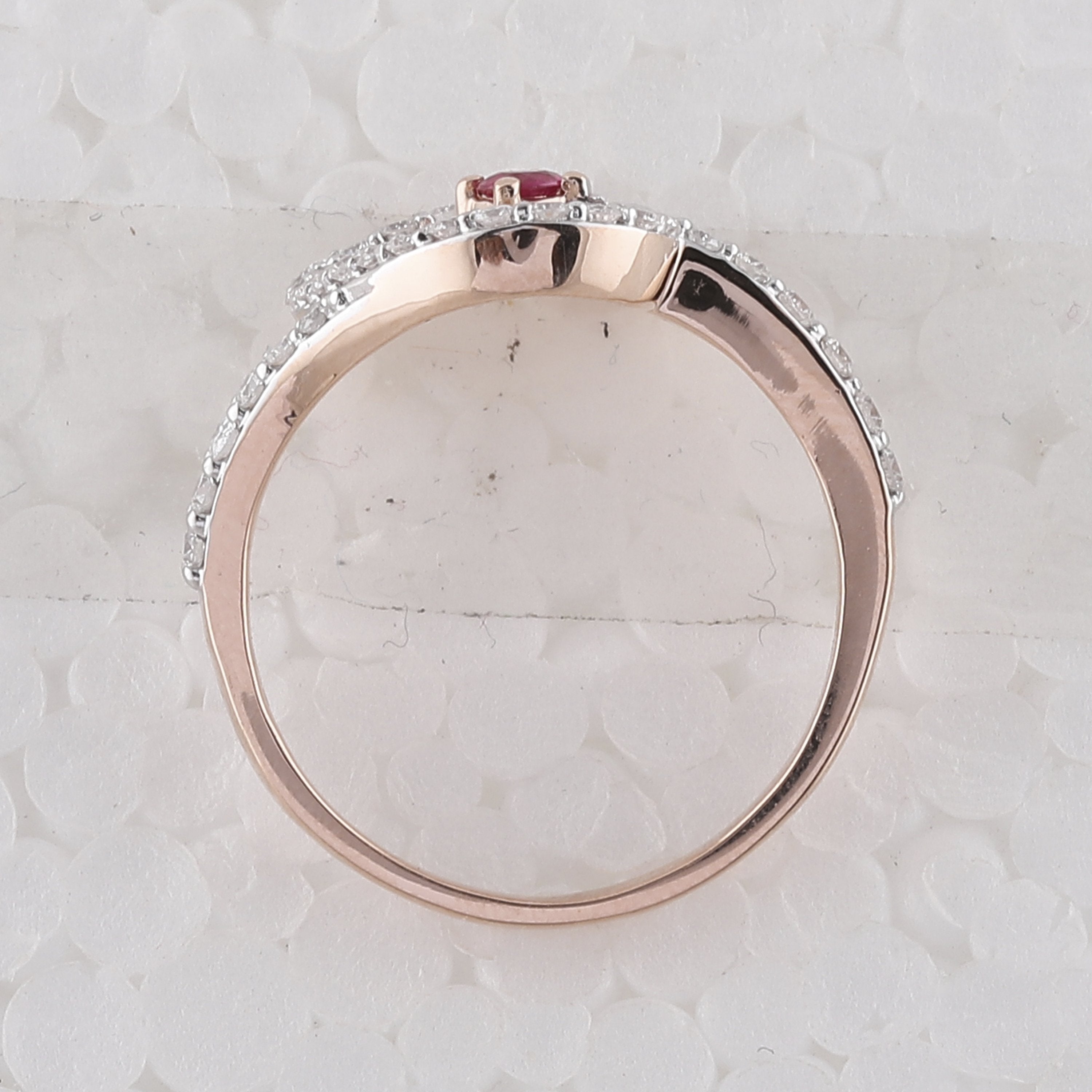 10kt Rose Gold Womens Round Ruby Diamond Heart Ring 3/8 Cttw