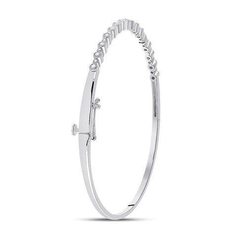10kt White Gold Womens Round Diamond Stackable Bangle Bracelet 3/8 Cttw