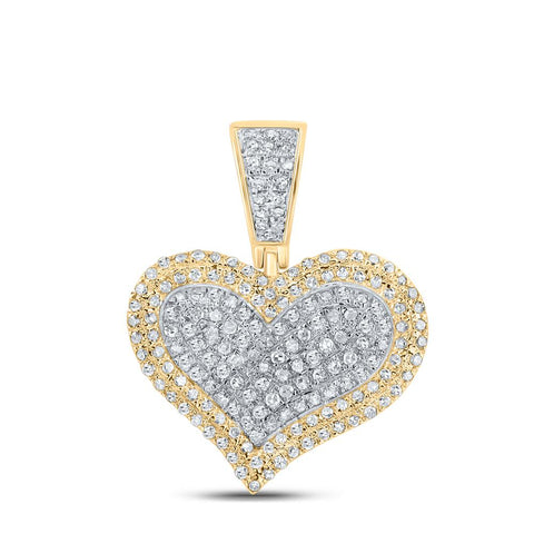 10kt Yellow Gold Mens Round Diamond Heart Charm Pendant 1/2 Cttw