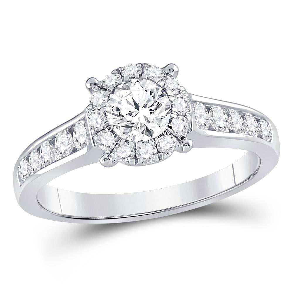 14kt White Gold Round Diamond Solitaire Bridal Wedding Engagement Ring 1 Cttw
