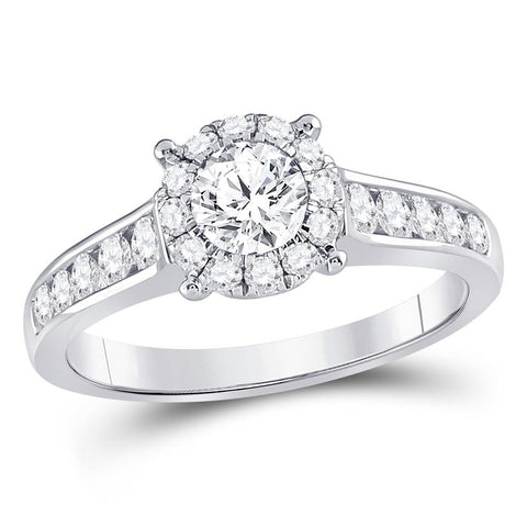 14kt White Gold Round Diamond Solitaire Bridal Wedding Engagement Ring 1 Cttw
