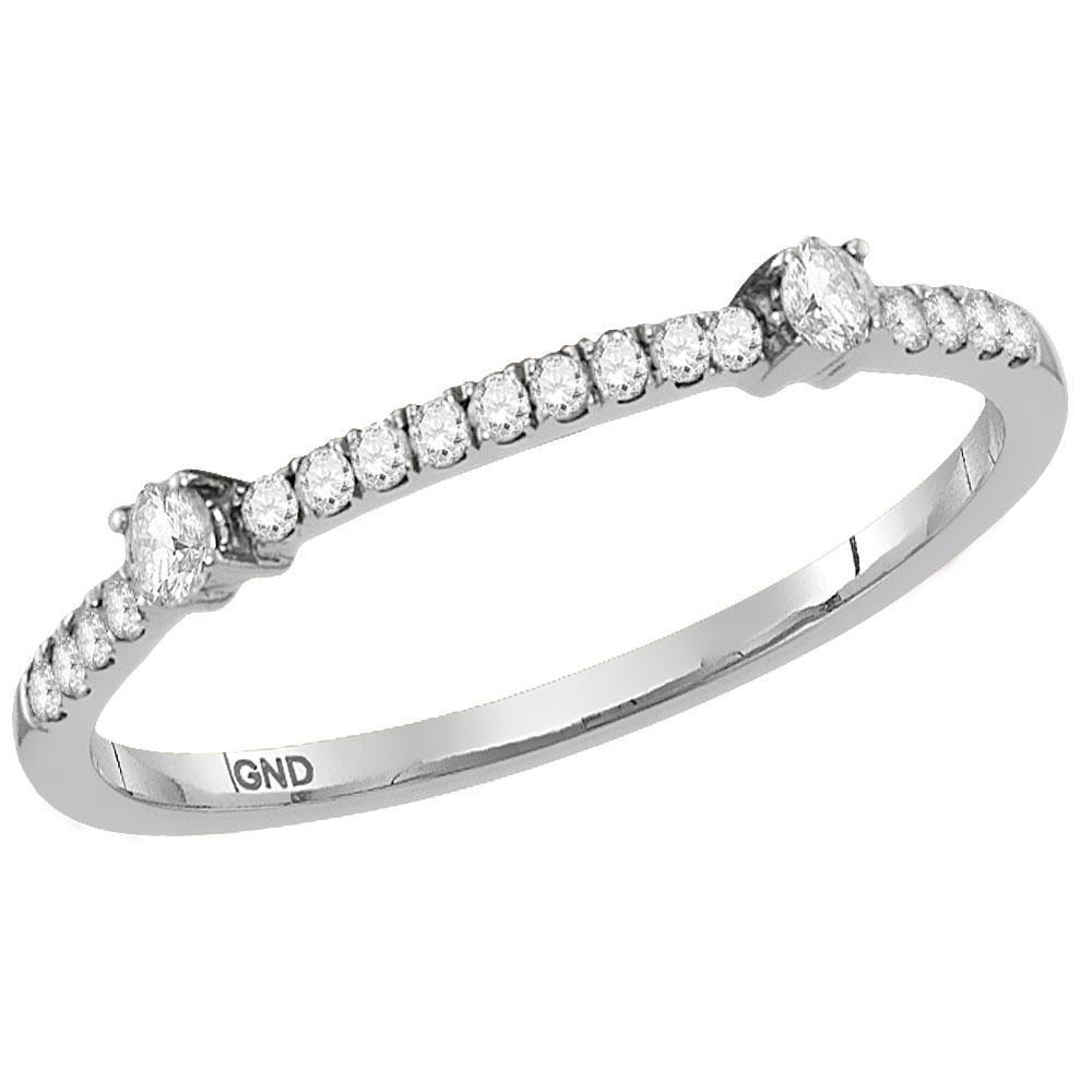 14kt White Gold Womens Round Diamond Stackable Band Ring 1/6 Cttw