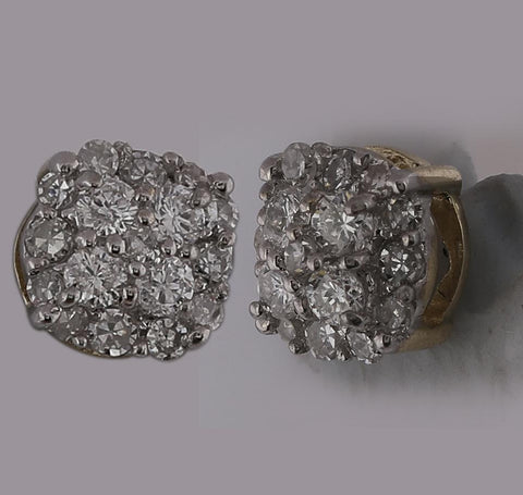 10kt Yellow Gold Womens Round Diamond Cluster Earrings 1/5 Cttw