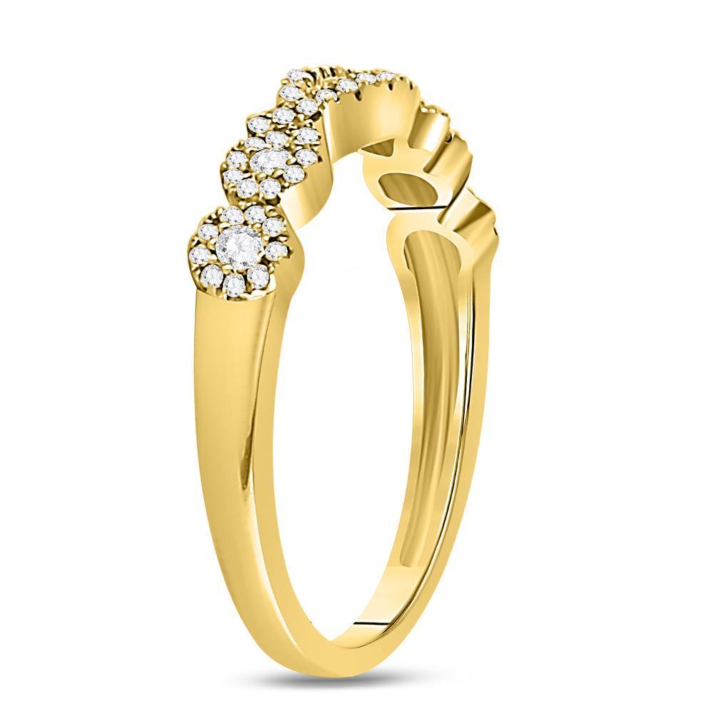14kt Yellow Gold Womens Round Diamond 3-Stone Band Ring 1/3 Cttw