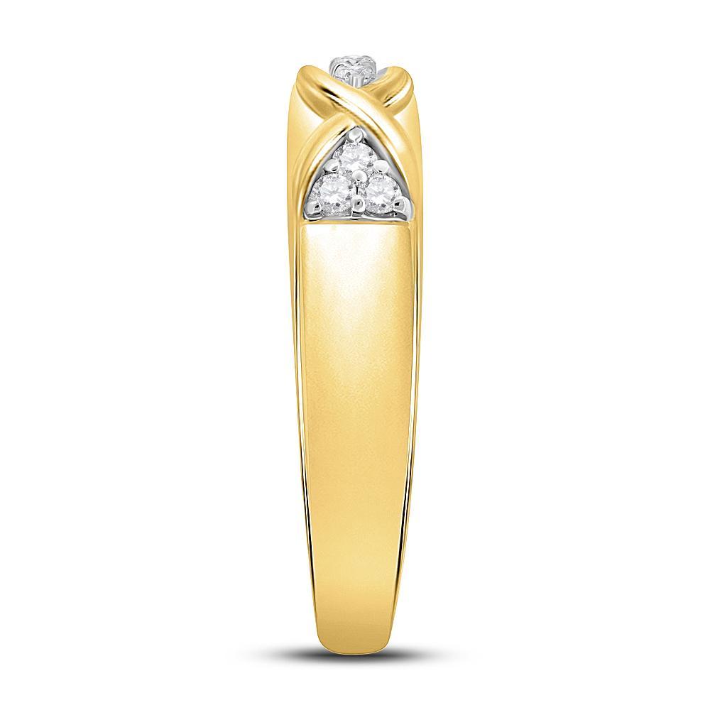 10kt Yellow Gold His Hers Round Diamond Cluster Matching Wedding Set 3/4 Cttw