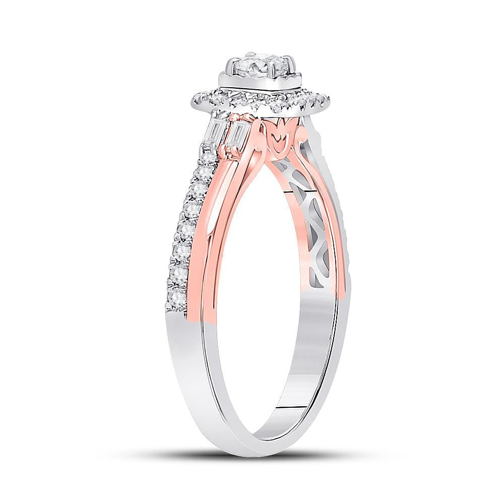 10kt Two-tone Gold Round Diamond Solitaire Bridal Wedding Engagement Ring 1/2 Cttw