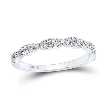 14kt White Gold Womens Round Diamond Twist Stackable Band Ring 1/4 Cttw