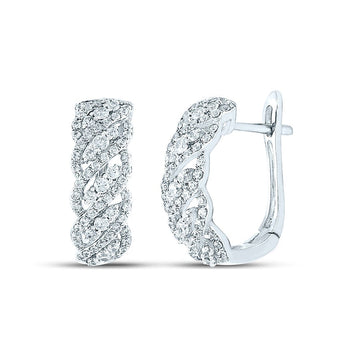 10kt White Gold Womens Round Diamond Hoop Earrings 5/8 Cttw