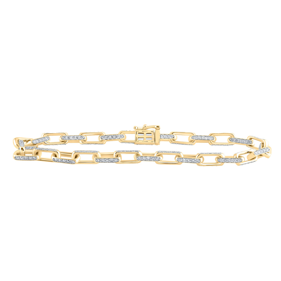 10kt Yellow Gold Mens Round Diamond 8.5-inch Anchor Link Bracelet 5 Cttw