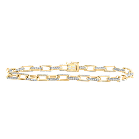 10kt Yellow Gold Mens Round Diamond 8.5-inch Anchor Link Bracelet 5 Cttw