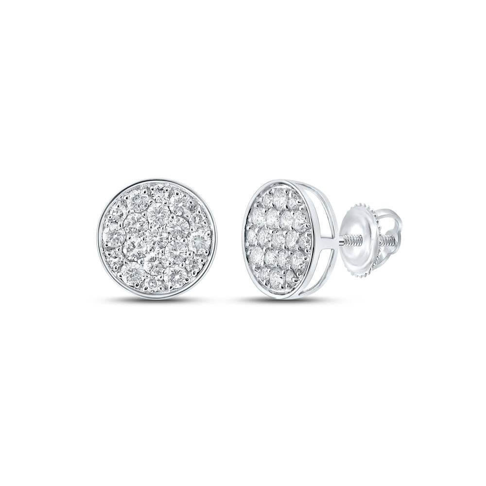 10kt White Gold Round Diamond Cluster Earrings 1/2 Cttw