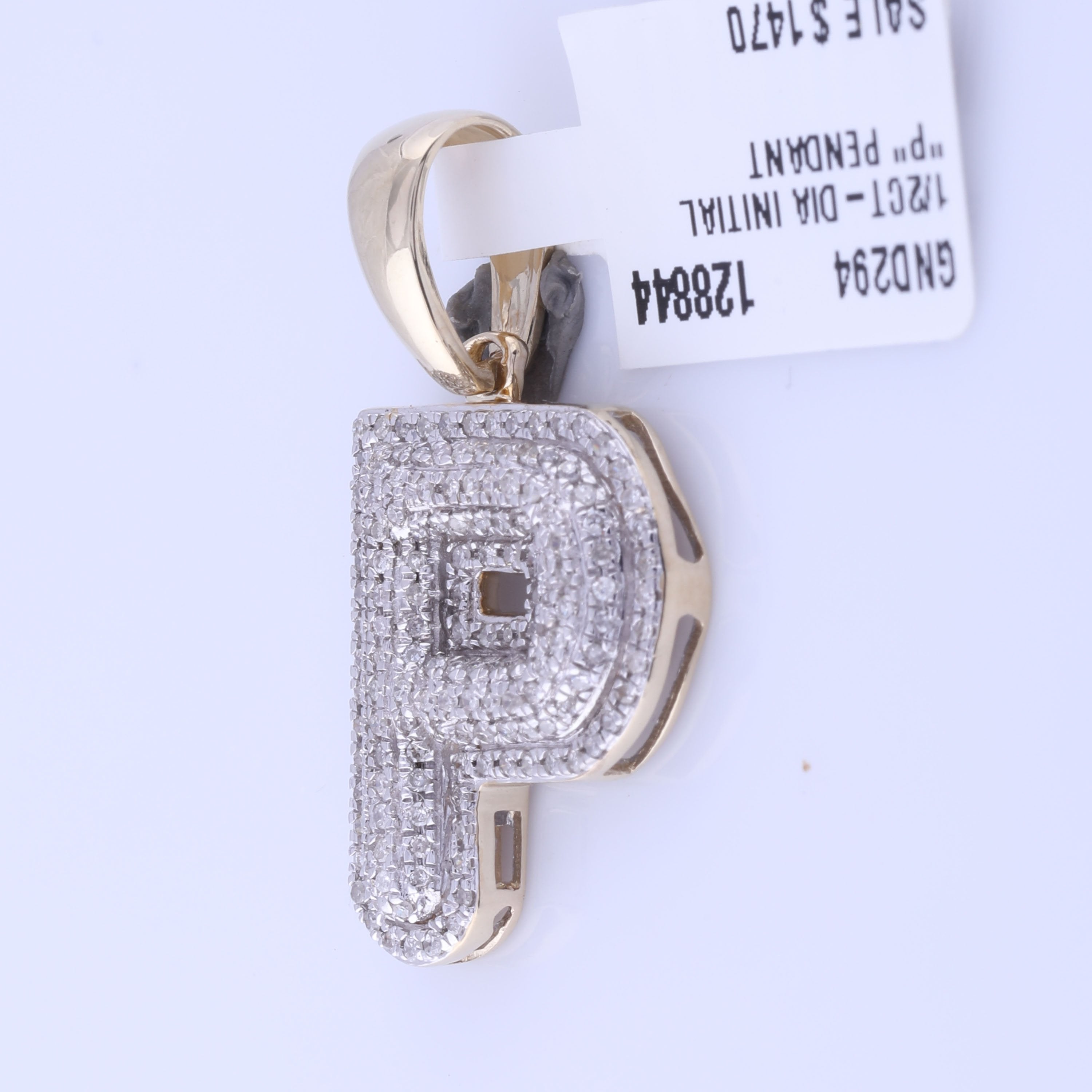 10kt Yellow Gold Mens Round Diamond P Initial Letter Charm Pendant 1/2 Cttw