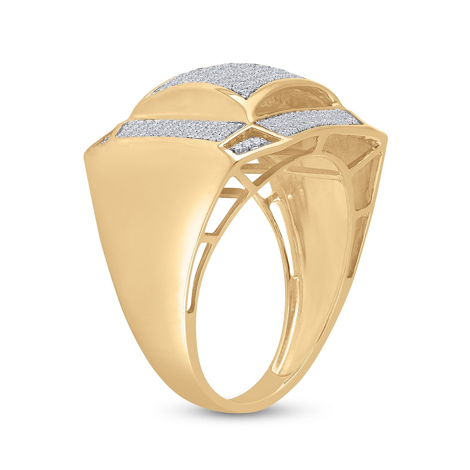 10kt Yellow Gold Mens Round Diamond Domed Cluster Ring 1/2 Cttw