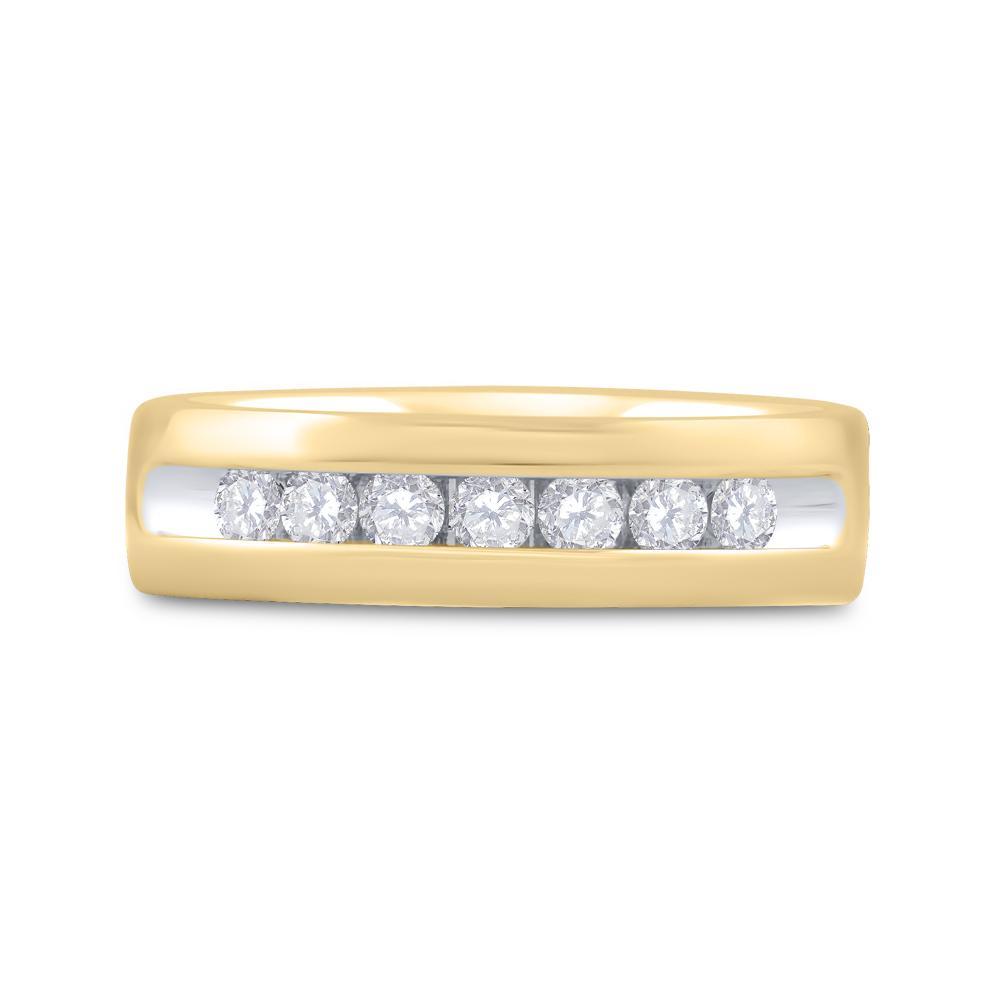 14kt Yellow Gold Mens Round Diamond Wedding Single Row Band Ring 1/2 Cttw