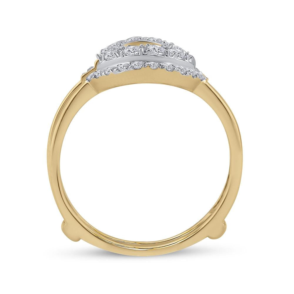 14kt Yellow Gold Womens Round Diamond Wedding Wrap Ring Guard Enhancer 1/2 Cttw