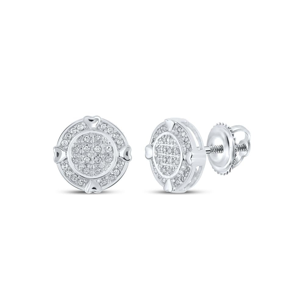 10kt White Gold Womens Round Diamond Circle Earrings 1/6 Cttw
