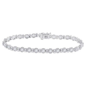 14kt White Gold Womens Round Diamond Statement Tennis Bracelet 4 Cttw