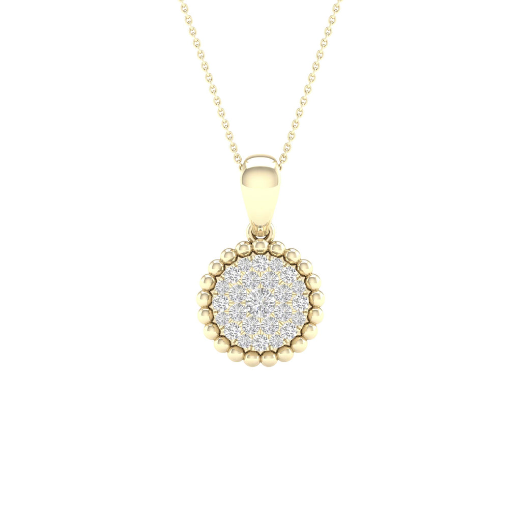 10kt Yellow Gold Womens Round Diamond Cluster Pendant 1/6 Cttw