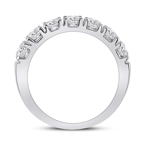 14kt White Gold Womens Round Diamond Single Row Band Ring 1 Cttw