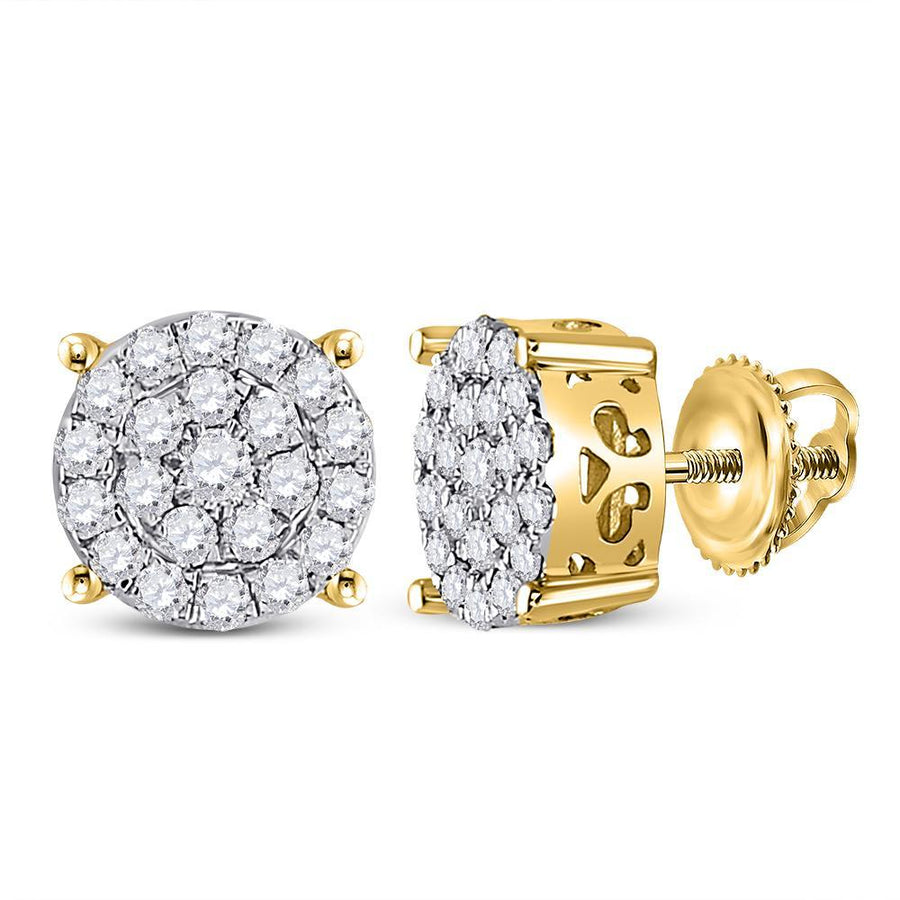 10kt Yellow Gold Womens Round Diamond Cluster Earrings 3/4 Cttw