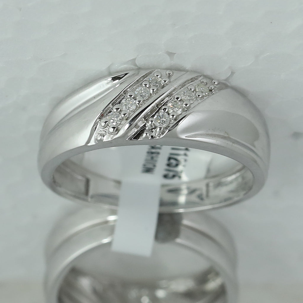 10kt White Gold His Hers Round Diamond Cluster Matching Wedding Set 3/8 Cttw