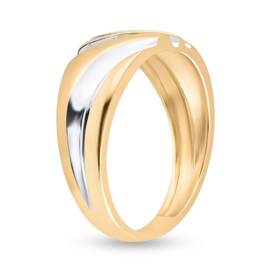 10kt Yellow Gold Mens Round Diamond 2-tone Wedding Anniversary Band Ring 1/8 Cttw