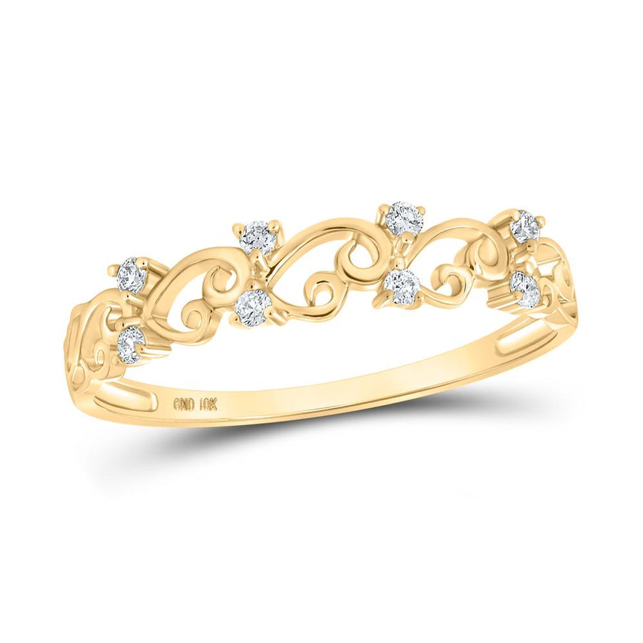 10kt Yellow Gold Womens Round Diamond Curl Band Ring 1/10 Cttw