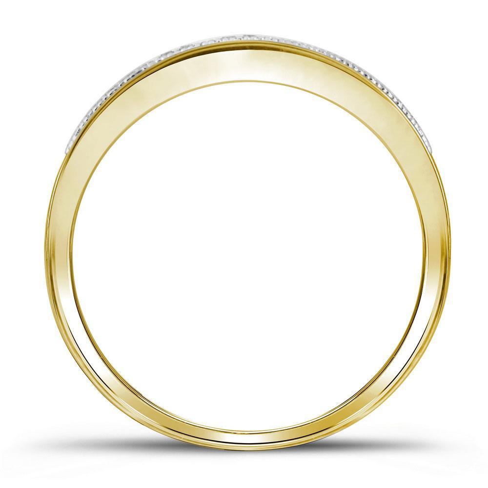 10kt Yellow Gold Round Diamond Square Bridal Wedding Ring Band Set 1/4 Cttw