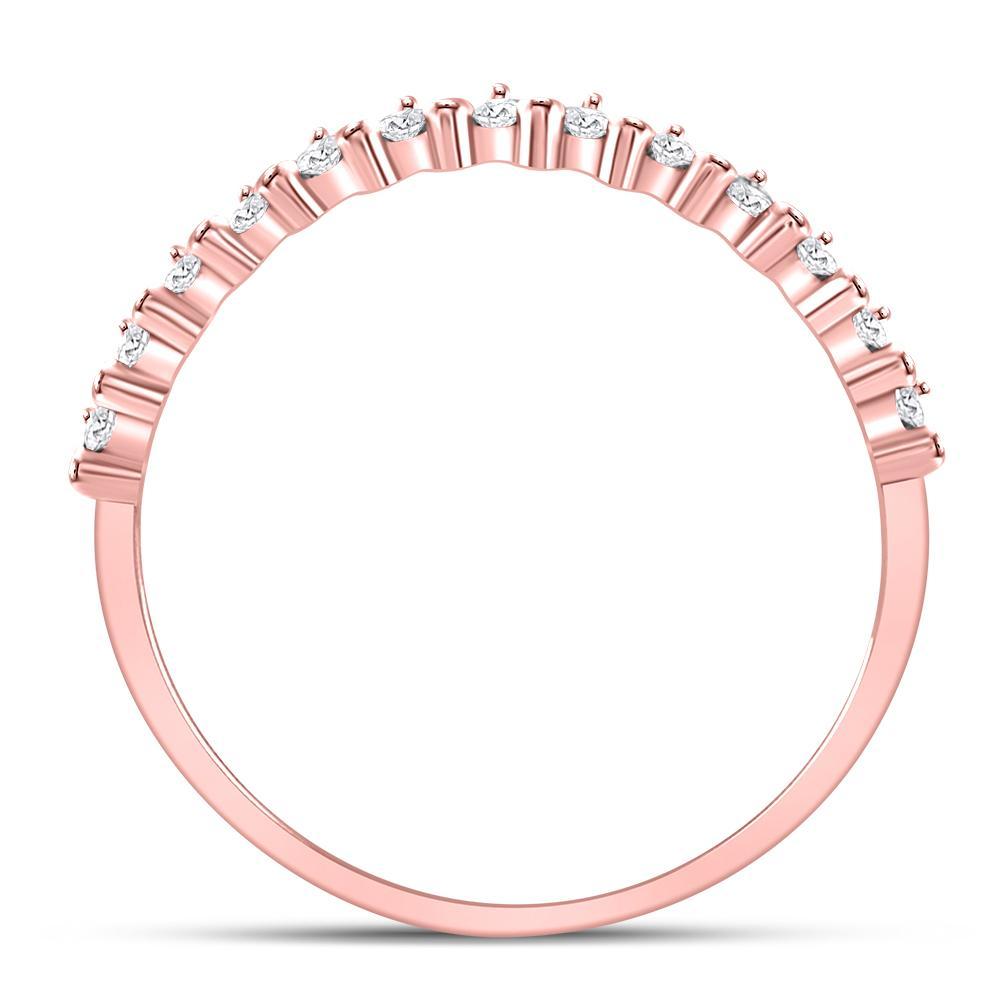 10kt Rose Gold Womens Round Diamond Stackable Band Ring 1/8 Cttw