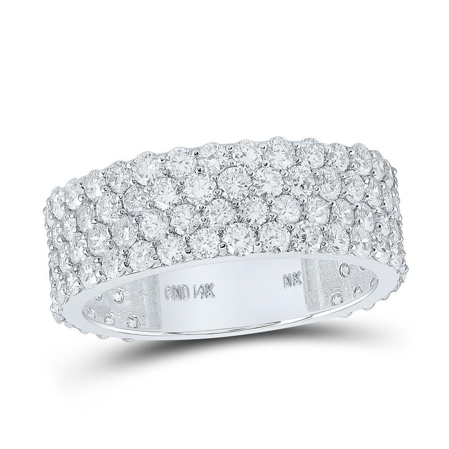 14kt White Gold Mens Round Diamond 4-Row Pave Band Ring 4-1/4 Cttw