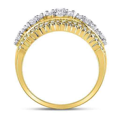 10kt Yellow Gold Womens Round Diamond Flower Cluster Ring 1 Cttw