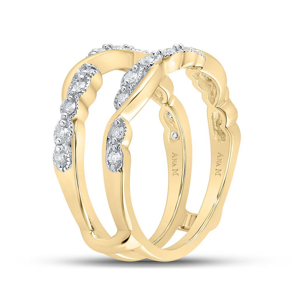 14kt Yellow Gold Womens Round Diamond Wrap Enhancer Wedding Band 1/3 Cttw