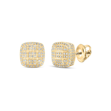 10kt Yellow Gold Round Diamond Square Earrings 5/8 Cttw