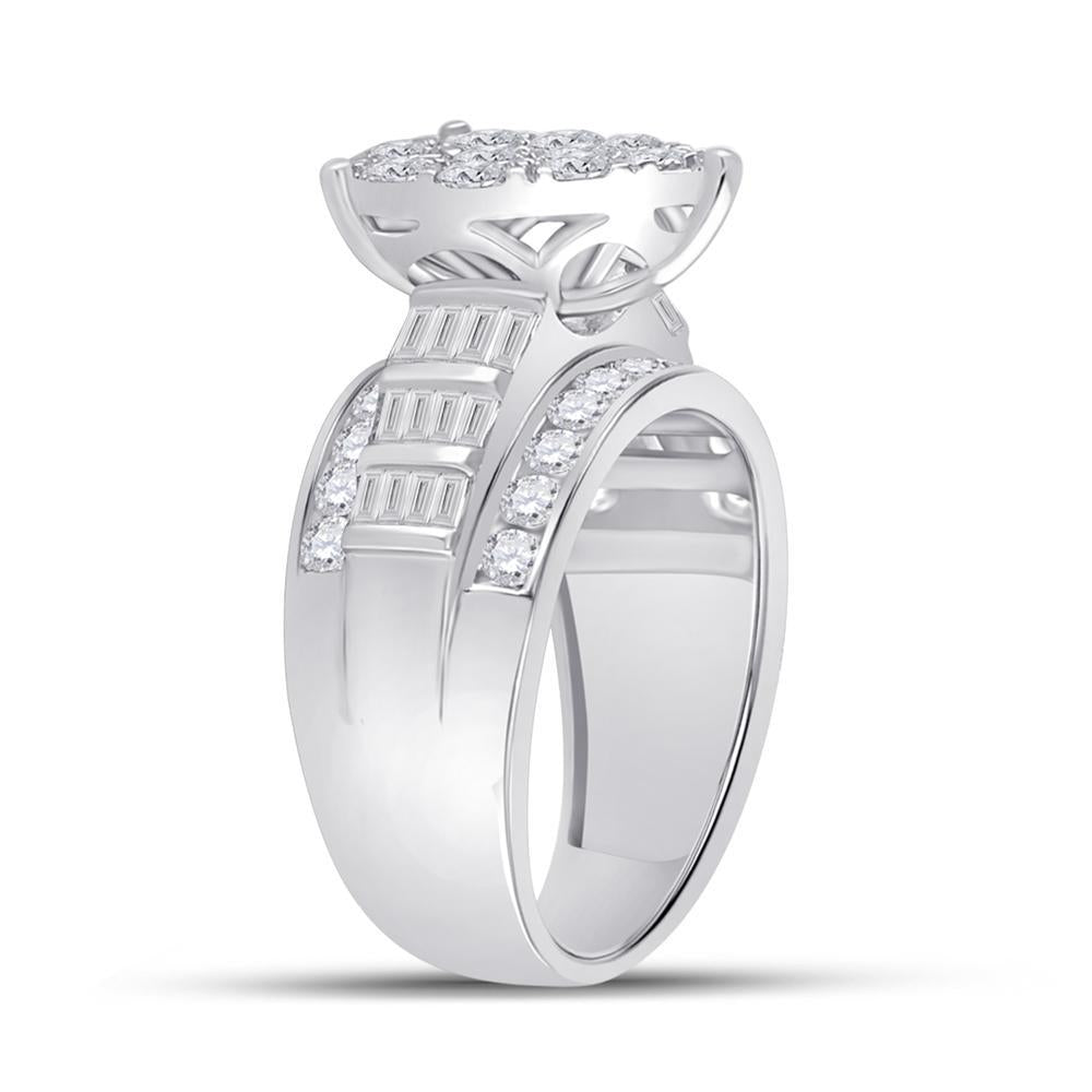 10kt White Gold Round Diamond Pear Bridal Wedding Engagement Ring 2 Cttw