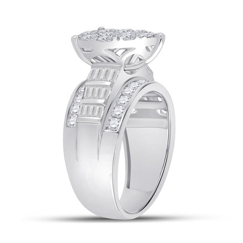 10kt White Gold Round Diamond Pear Bridal Wedding Engagement Ring 2 Cttw