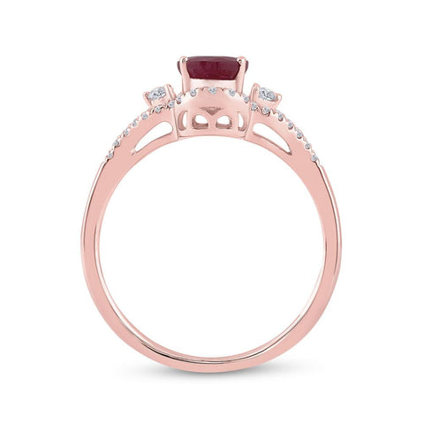 14kt Rose Gold Womens Oval Ruby Solitaire Diamond Ring 1-5/8 Cttw