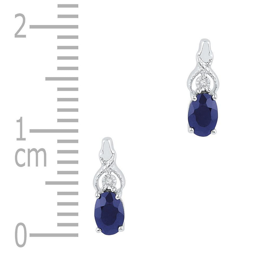 10kt White Gold Womens Oval Synthetic Blue Sapphire Stud Earrings 7/8 Cttw