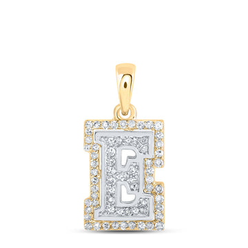 10kt Two-tone Gold Womens Round Diamond E Initial Letter Pendant 1/5 Cttw