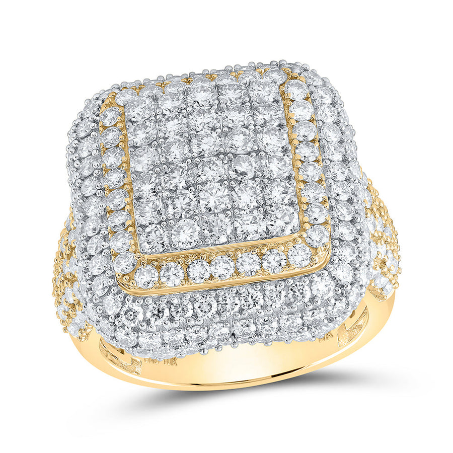 10kt Yellow Gold Mens Round Diamond Square Ring 4-7/8 Cttw
