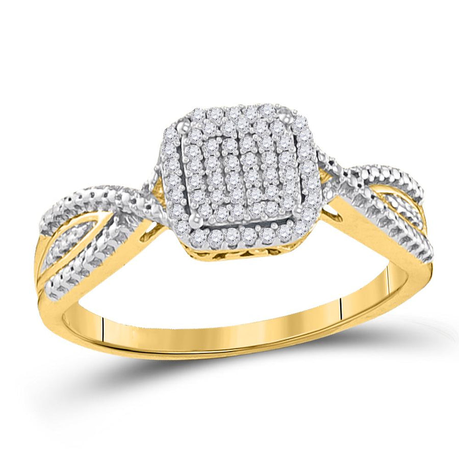 10kt Yellow Gold Womens Round Diamond Square Ring 1/6 Cttw