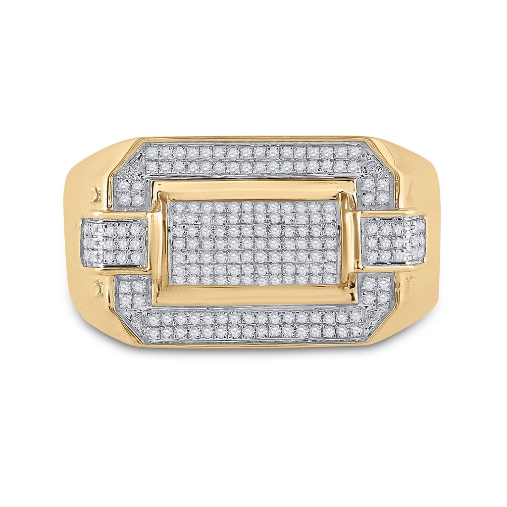 10kt Yellow Gold Mens Round Diamond Fashion Ring 1/3 Cttw
