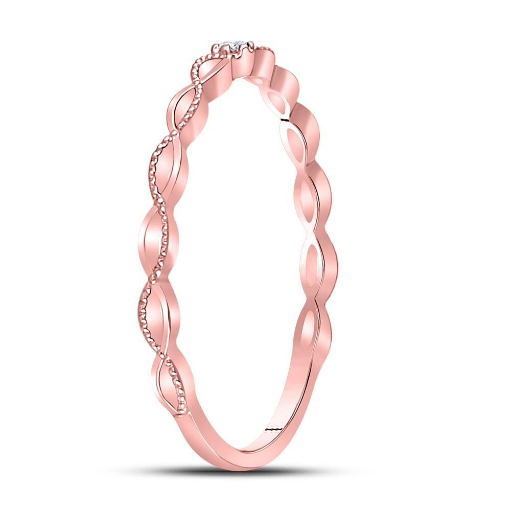 10kt Rose Gold Womens Round Diamond Stackable Band Ring .01 Cttw
